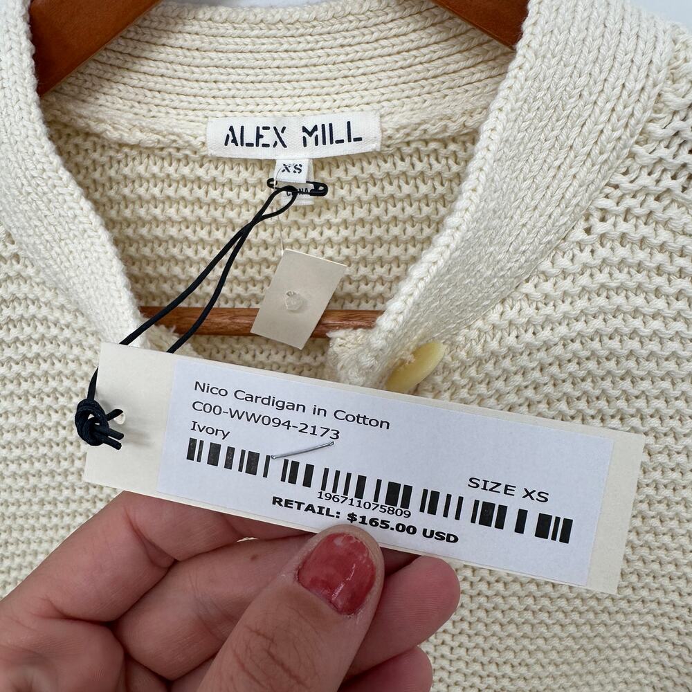 ALEX MILL NWT Evereve Nico Cotton Button Front Cardigan Sweater in Ivory // XS - Picture 13 of 14